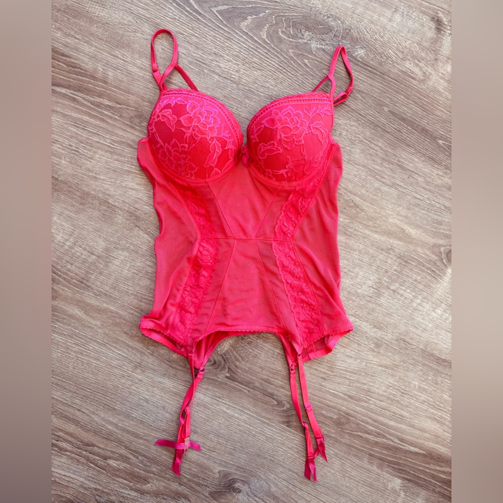 Hot Pink Lace and Mesh Bodysuit